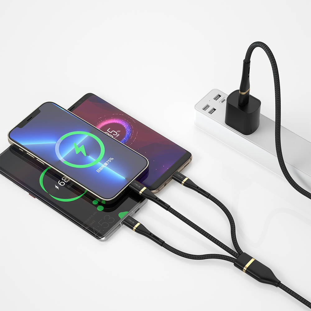 Wiwu Wi-C024 Elite Serisi 3in1 Type-C to Lightning – Type-C – Micro USB Ultra Hızlı Şarj Kablosu 100W 1.2M Wiwu Wi-C024 Elite Serisi 3in1 Type-C to Lightning – Type-C – Micro USB Ultra Hızlı Şarj Kablosu 100W 1.2M